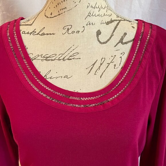 Lauren Ralph Laurent fuchsia pink top 3/4 sleeve size L - Picture 2 of 9